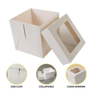 Plain White Tall Cake <b>Box</b> with Window <b>Large</b> White Cake <b>Box</b> with Clear Window for Pastry Packaging - Product Image 5