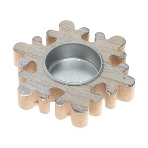 Wooden Snowflake <b>Tealight</b> Candle Holder Rustic Christmas Table Decor Handmade Home Decoration - Product Image 3