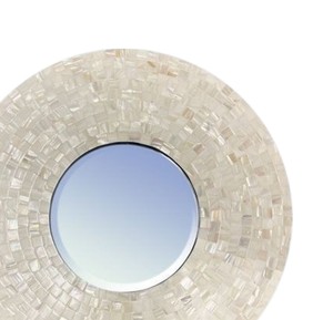 Miroir mural rond tendance, artisanal, en coquillages, pour chambre à coucher, décoration esthétique, miroir en nacre - Product Image 2