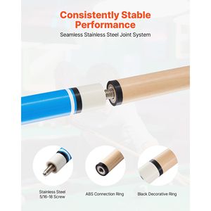 Set di 4 Stecche da Biliardo in Legno d'Acero Canadese da 58 Pollici con Anello di Connessione ABS Professionale per Snooker e Biliardo - Product Image 4