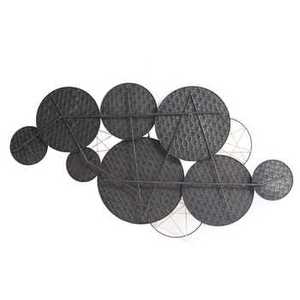 Arte de Pared Minimalista con Disco de Metal Tejido Negro, Escultura Circular Geométrica Moderna de Hierro para Decoración Interior Industrial y Escandinava - Product Image 1