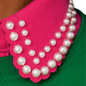 Collar Desmontable de Perlas Rosas para Mujer, Collar Decorativo con Cuentas de Perlas de Imitación, Accesorio de Moda para Blusa, Prenda Elegante - Product Image 6