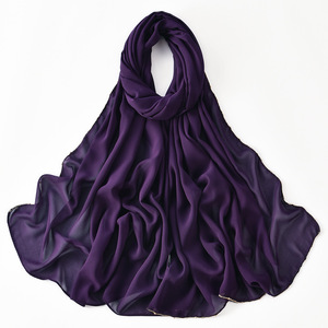 Voile en mousseline à chaîne, couleur unie, simple, pour femme, accessoire de mode musulmane, très populaire et en vogue - Product Image 4