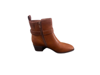 Bottines à plateforme rétro en cuir véritable marron avec fermeture éclair, sangle à boucle, talon carré, bout rond, pour l'automne