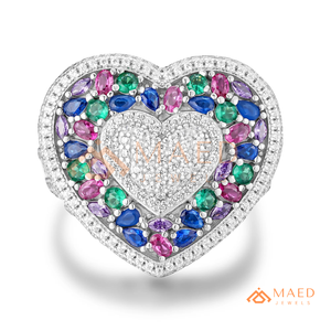 Luxury Heart Cut Moissanite <b>Ring</b> for Men Hip Hop Iced Out Heart Halo <b>Statement</b> <b>Ring</b> Sterling Silver Gift Jewelry - Product Image 5