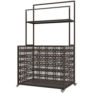 PE Rattan Wicker <b>Pool</b> Float Storage Organizer with Rolling <b>Pool</b> Caddy Floating Basket Shelf Towel Bars <b>Pool</b> Tools & <b>Accessories</b> - Product Image 1