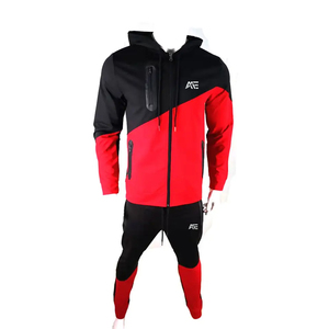 Conjunto Deportivo Personalizado para Hombre con Bloques de Color Diagonales, Chaqueta con Capucha y Cremallera Completa, Múltiples Bolsillos con Cremallera, Pantalones Ajustados, Ropa Deportiva - Product Image 3