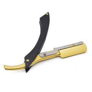 Rasoir de barbier vintage pliable en acier à lame droite avec manche en bois pour homme (sans lame) - Product Image 4