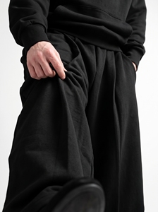 Men's <b>Black</b> Harem Pants Elastic Waist Pleated Wide Leg Casual Cotton <b>Trousers</b> Autumn Style - Product Image 3
