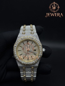 OEM Custom Hip Hop Moissanite Diamond Watch with Stainless Steel Bracelet for International Wholesale Market Available for Sale - Product Image 2