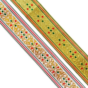 ริบบิ้นลายแจ็คการ์ด ผ้าลูกไม้ลายชาติพันธุ์ กว้าง 5 ซม. โพลีเอสเตอร์ 100% แบบหน้าเดียว ลายเม็ดมะม่วงหิมพานต์ ริบบิ้นแจ็คการ์ดทอแบบสั่งทำ - Product Image 1