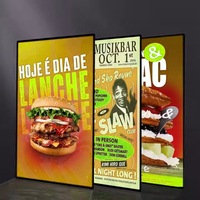 Boîte à lumière LED rectangulaire moderne en aluminium personnalisée, affichage de menu de restaurant suspendu, panneau publicitaire ultra fin rétroéclairé