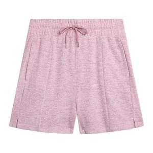 Shorts en molleton pour femme, bords bruts, délavage vintage, poches latérales, taille haute, cordon de serrage, coupe décontractée, tenue décontractée - Product Image 3
