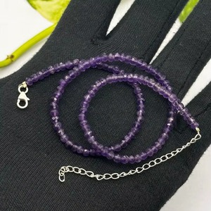 สร้อยคอพลอยอเมทิสต์สีม่วงธรรมชาติทรงรอนเดลล์เหลี่ยมเพชรพลอย ขนาด 4 มม. 6 มม. สร้อยคออเมทิสต์แบบเรียบหรู เครื่องประดับแฟชั่นสำหรับผู้หญิง - Product Image 4