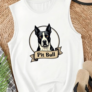 Camiseta sin Mangas de Punto Casual para Mujer, con Cuello Redondo, Estampado por Transferencia de Calor, de Spandex/Poliéster, Marca Pit Bull - Product Image 1