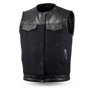 Gilet et veste pour homme grande taille, best-seller, design unique, en cuir noir, sans manches, chauffant, pour l'hiver, pour moto, avec poches avant - Product Image 2