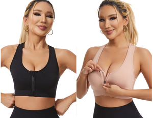 Women's Seamless High for Racerback Sports Bra Front Zip Wireless <b>Post</b>-Surgery Breathable Compression Yoga Gym Wear 2026 - Product Image 5
