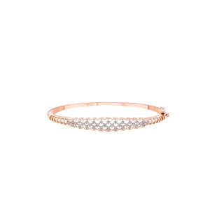 Rose Gold Lab Grown Diamond Floral Link Tennis <b>Bangle</b> <b>Bracelet</b> - Product Image 3