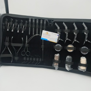 Black Matte Hair <b>Extension</b> Tool Kit Set Professional Hair Pliers With Micro <b>Beads</b>, Alligator Clips, Scissors - Product Image 3