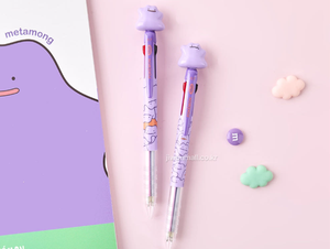 Bolígrafo de 3 colores Pokemoned Ditto, juego de 30 unidades, personaje lindo, Kawaii, papelería infantil, útiles escolares, coreano, sellado, venta al por mayor - Product Image 1