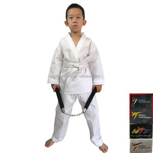 Uniforme Profesional de Taekwondo con Logotipo Personalizado, Dobok Blanco, Traje de Artes Marciales con Cuello en V Negro y Cinturón de Entrenamiento - Product Image 5