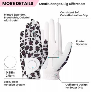 Women's <b>Leopard</b> <b>Print</b> Golf <b>Gloves</b> Right Hand Microfiber Non-Slip Hook And Loop Closure Sports Use - Product Image 5