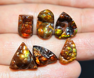 Natural Mexican Fire Agate Druzy Cabochon Smooth Mix Shape Loose Gemstone for Jewelry - Product Image 3