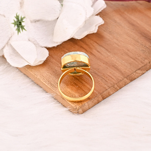 Handmade Gold Plated <b>Adjustable</b> Amazonite Brass <b>Ring</b> Gemstone Jewelry for Women Trendy - Product Image 5