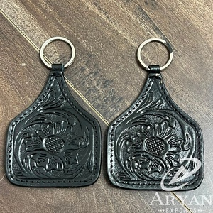 Nouveau porte-clés de luxe en cuir de vachette véritable, motif floral, design personnalisé, mini sac, porte-clés de voiture, prix de gros, cadeau - Product Image 1