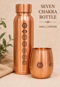 Seven Chakra Copper Water Bottle 100% Pure Metal Laser Engraved With Lid For Travel And Outdoor Use - Product Image 4