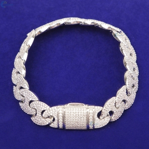 Pulsera de eslabones cubanos con diamantes cultivados en laboratorio, estilo rapero, para él. - Product Image 3