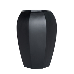 <b>Large</b> Modern Outdoor Floor Standing Black Matte Fiberglass Urn Eight Sided Hotel Lobby Reception Decorative <b>Planter</b> 3 Piece - Product Image 1