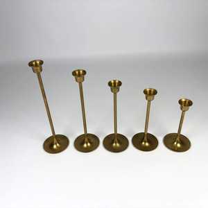 Luxury <b>Brass</b> <b>Candlestick</b> <b>Holder</b> Set Of 5 Tiered Tall <b>Brass</b> Candle <b>Holders</b> Collection With Multiple Heights For Luxury Home By UO - Product Image 1