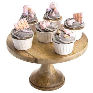 Luxury Handmade Wooden <b>Cake</b> Stand Pedestal Dessert Display Stand Rustic Serving Platter for Weddings Home Kitchen Table <b>Decor</b> - Product Image 4