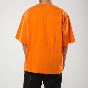 T-shirt à manches courtes pour homme, coupe classique, écologique, respirant, 220g, orange, col rond, décontracté, en jersey de coton - Product Image 6