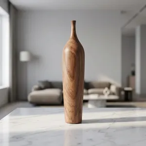 Wooden Tall Flower <b>Vase</b> Decorative Floor <b>Standing</b> <b>Vase</b> Handmade Wood Home Decor Centerpiece - Product Image 5