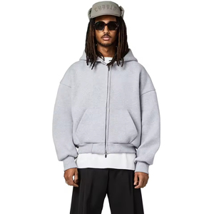 Fabricants de vêtements à faible MOQ : Hoodies zippés personnalisés pour hommes, sur mesure, coupe oversize, épaules tombantes, vente en gros - Product Image 1