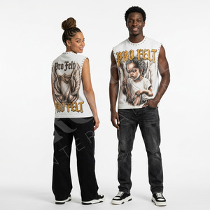 Hip Hop Oversized Cotton Summer Casual Vest Customized Own Brand Name Tank Top Men Sleeveless T Shirt Streetwear Apparel - Product Image 2