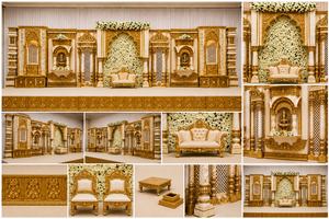 Compre elegantes marcos de madera dorados musulmanes para decoración de escenarios de recepción estilo Rajwada, decoración de escenarios de boda en blanco y dorado con fibra. - Product Image 6