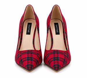 Escarpins à talons aiguilles personnalisés pour femmes, style écossais, à bout pointu, motif tartan, chaussures habillées à la mode - Product Image 2
