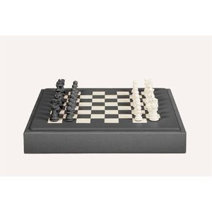 Juego de Ajedrez Nórdico Minimalista, Tablero de Cuero Sintético de Alta Gama con Organizador Interno de Madera, Juego de Mesa Decorativo de Estrategia - Product Image 5