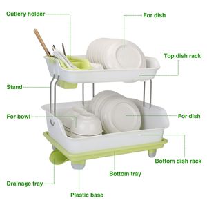 2-Tier Dish Drying Rack and Cutlery Drainer Holder <b>Kitchen</b> Organizer Storage <b>Shelf</b> - Product Image 2