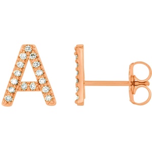 14k Solid Gold Initial Diamond <b>Stud</b> <b>Earring</b> Factory Direct Personalized Alphabet A-Z Letter Jewelry Custom Name <b>Stud</b> Wholesale - Product Image 2