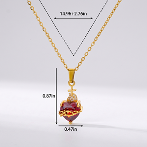 Alla moda placcato in oro a forma di cuore <span class=keywords><strong>collana</strong></span> con zircone cubico gemma gioielli religiosi <span class=keywords><strong>per</strong></span> <span class=keywords><strong>la</strong></span> <span class=keywords><strong>festa</strong></span> <span class=keywords><strong>della</strong></span> <span class=keywords><strong>mamma</strong></span> delle donne - Product Image 6