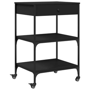 Carrito de Cocina Negro de 23.6"x18.9"x35.2" de Madera Sintética, Islas y Carritos de Cocina - Product Image 2