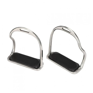 Estribos de acero inoxidable con almohadilla de goma negra, equipo de equitación, estribos metálicos duraderos para montar a caballo - Product Image 6