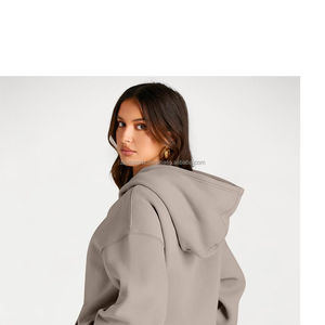 Sudadera con Capucha de Invierno para Mujer, 100% Algodón, Lisa, Hombros Caídos, Forrada, Transpirable, de Alta Calidad, Talla Grande - Product Image 2