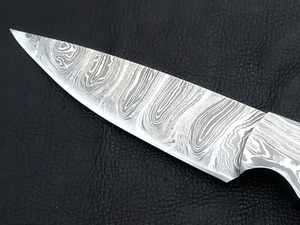 Handmade Hunting Knife with Damascus Steel Blade Straight Edge Wood Handle <b>Leather</b> Sheath - Product Image 2