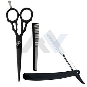 Set de Afeitado y Corte de Pelo para Hombre OEM, Navaja de Afeitar Negra, Tijeras Afiladas, Kit de Herramientas para Afeitar, Recortador de Barba, Rasuradoras de Moda, Set de Peines - Product Image 1