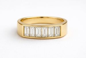 Baguette Cut Moissanite <b>Ring</b> <b>925</b> Sterling <b>Silver</b> Yellow Gold Plated Elegant Wedding Band Minimalist Stackable Engagement <b>Ring</b> - Product Image 4